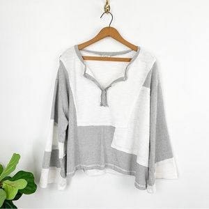 POL Patchwork Loose Fit Wide Sleeve Boho Top Sz XL